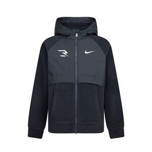 Nike Kids Black & Dark Gray Hooded Zip Fleece Jacket